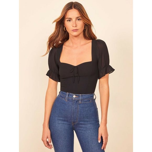 Reformation Tops - Reformation Delevan Top 6 Sweetheart Neck Puff Slv